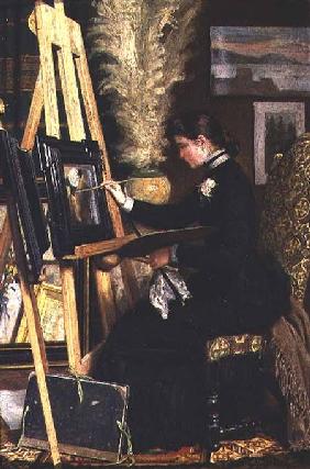Portrait of Josephine Gillow painting at an easel