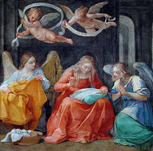 The Virgin Sewing, from the 'Cappella dell'Annunciata' (Chapel of the Annunciation) 1610 (photo) van Guido Reni