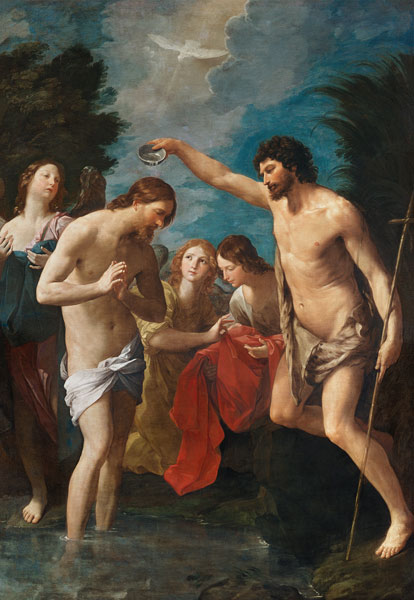 Die Taufe Christi van Guido Reni