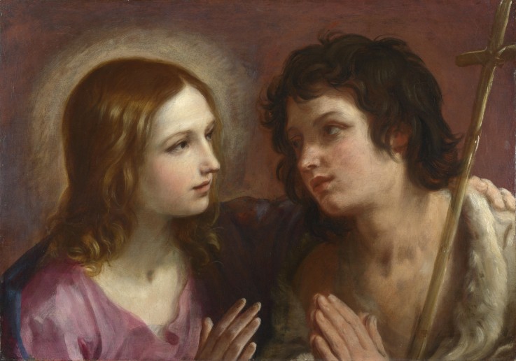 Christ embracing Saint John the Baptist van Guido Reni