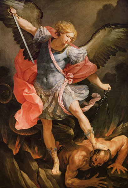 The Archangel Michael defeating Satan van Guido Reni