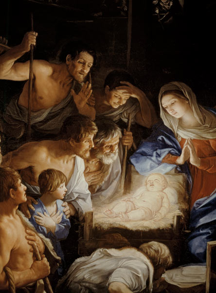 The Adoration of the Shepherds, detail of the group surrounding Jesus van Guido Reni