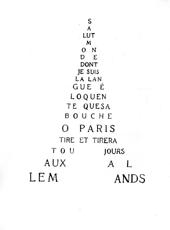 Calligram by French poet Guillaume Apollinaire: Eiffel Tower van Guillaume Apollinaire
