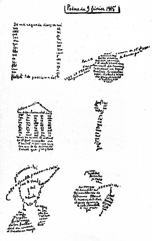 Calligram, poem by Guillaume Apollinaire van Guillaume Apollinaire