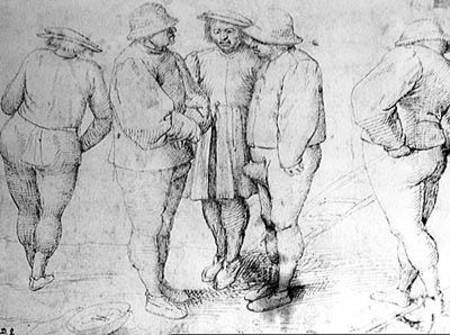 Peasants in Conversation (pen & ink on paper) van Giuseppe Pellizza da Volpedo