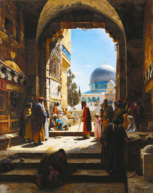 At the Entrance to the Temple Mount, Jerusalem van Gustav Bauernfeind
