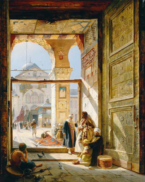 Das Tor der großen Umayyad Moschee in Damaskus van Gustav Bauernfeind