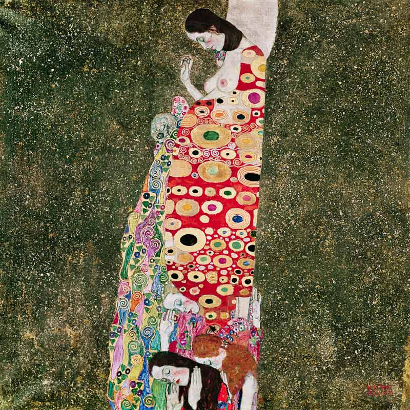 Die Hoffnung II (Hope II) 1907-08 (oil and gold paint on canvas) van Gustav Klimt