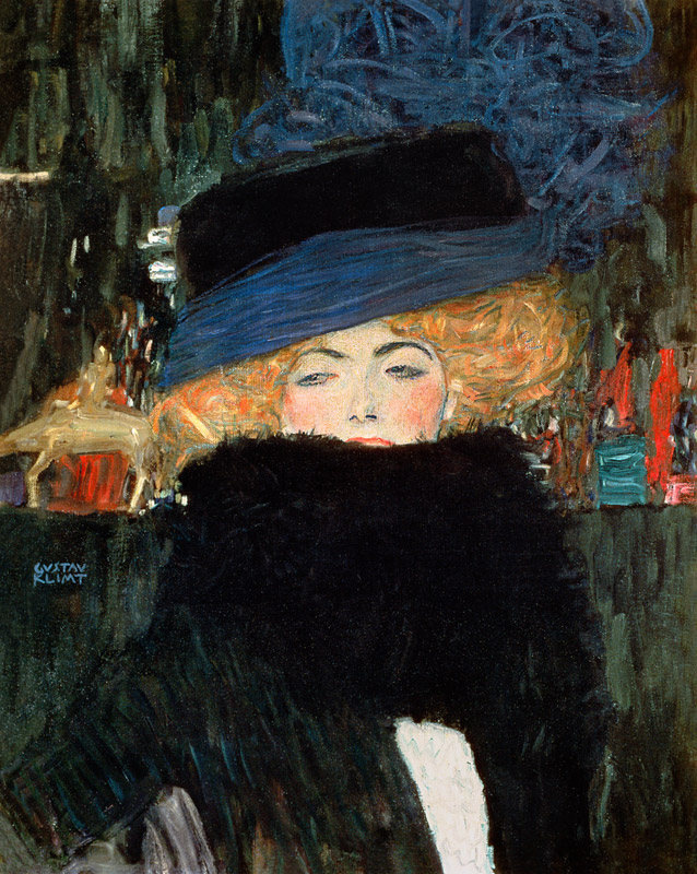 Dame met hoed en boa - Gustav Klimt van Gustav Klimt