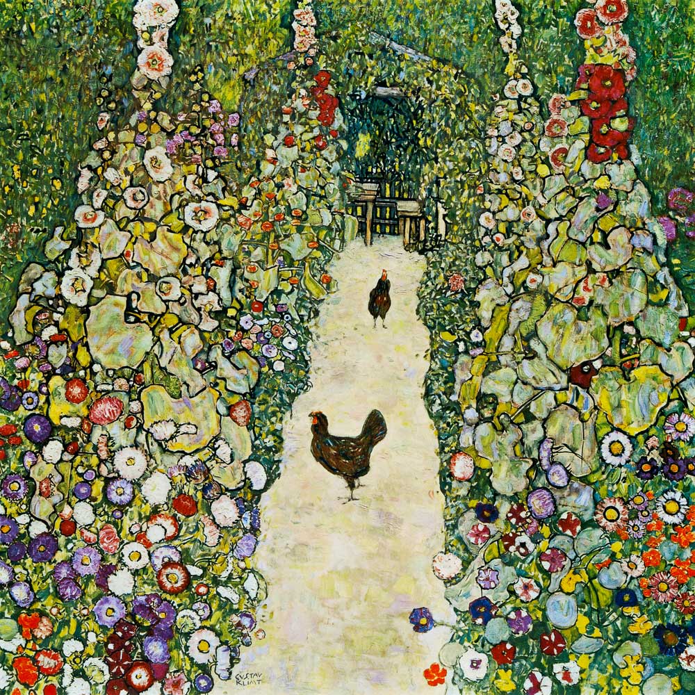 Tuinpad met kippen van Gustav Klimt