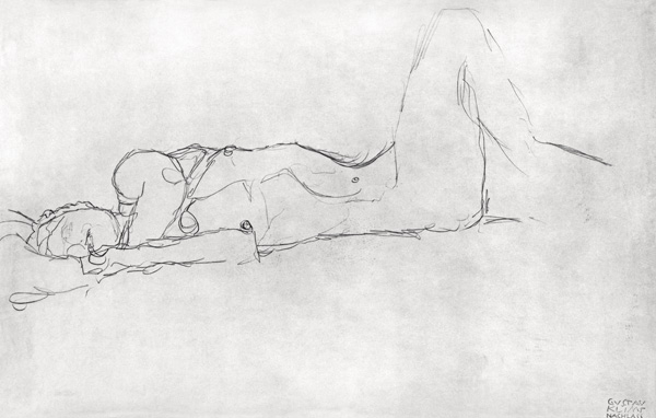 Reclining Female Nude van Gustav Klimt