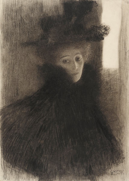 Portrait of a Lady with Cape and Hat van Gustav Klimt