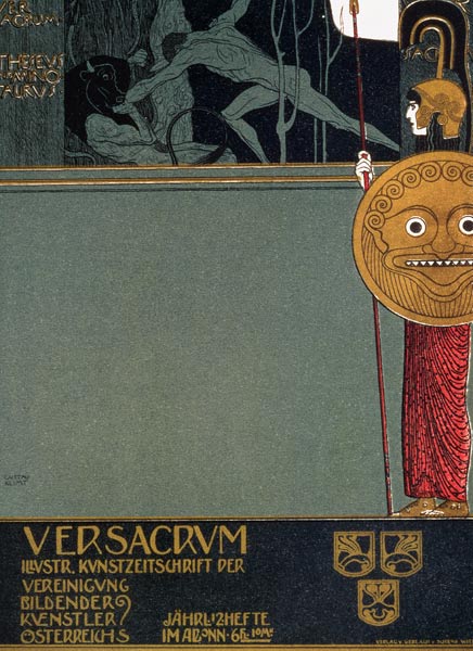 Cover of 'Ver Sacrum', the journal of the Viennese Secession, depicting Theseus and the Minotaur, at van Gustav Klimt