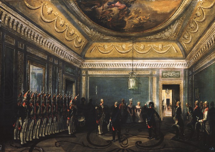 Changing of the Preobrazhensky Regiment Guards in the Gatchina Palace at the time of Paul I van Gustav Schwarz