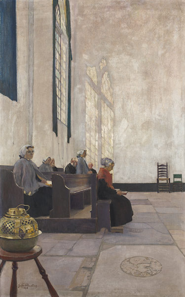 Kircheninneres (Kirche in Scheveningen) van Gustav Wendling