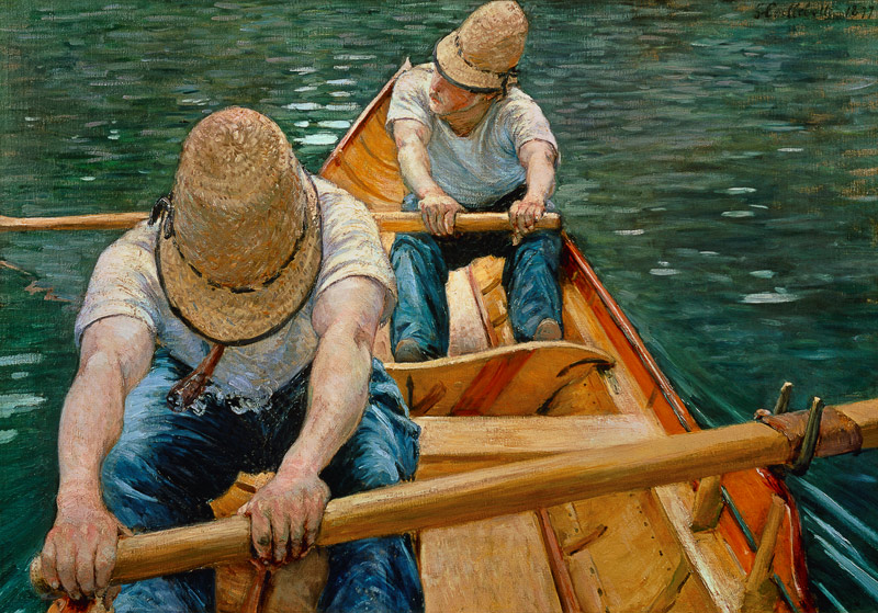 Boaters Rowing on the Yerres van Gustave Caillebotte
