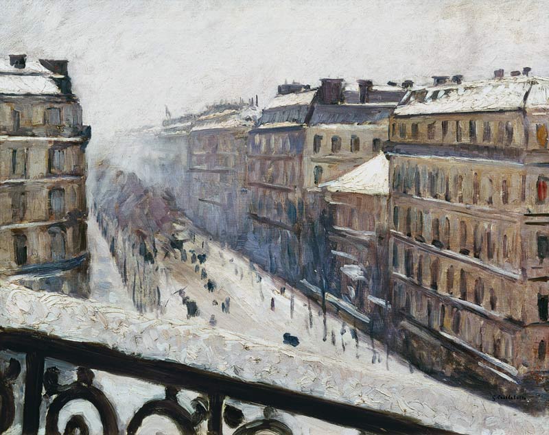 Boulevard Haussmann in the Snow van Gustave Caillebotte