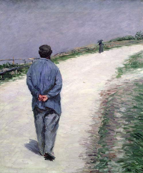Pere Magloire on the Road to Saint-Clair, Etretat van Gustave Caillebotte