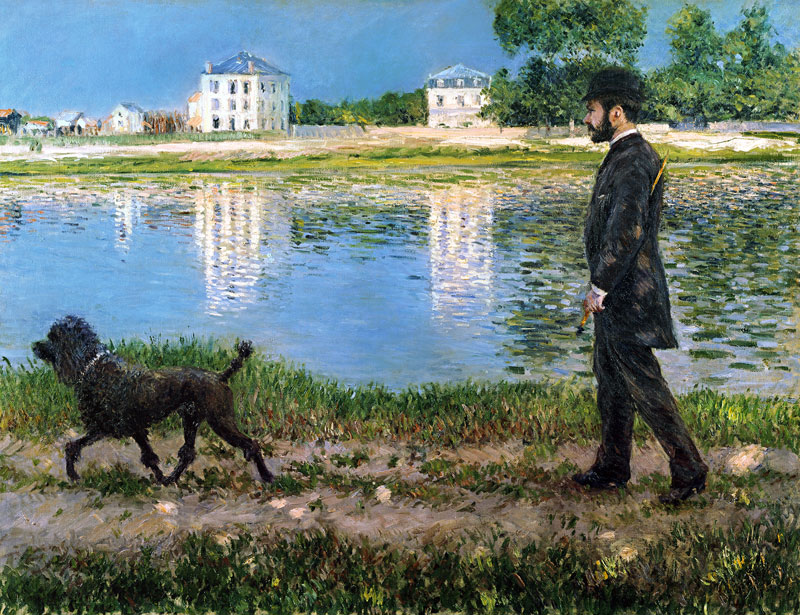 Richard Gallo and His Dog at Petit Gennevilliers van Gustave Caillebotte