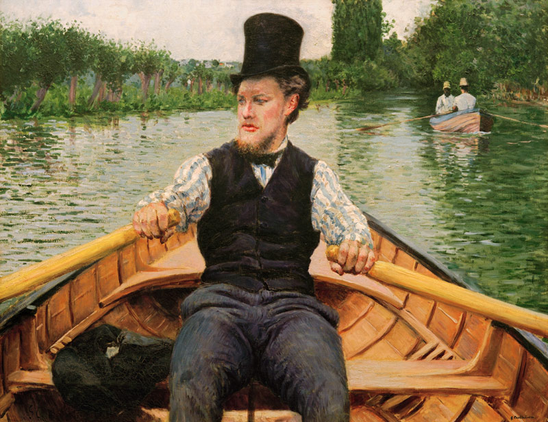 Rower with top hat van Gustave Caillebotte