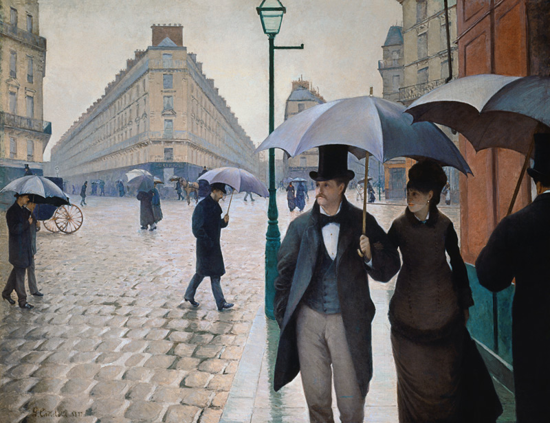 Street in Paris, Rain van Gustave Caillebotte