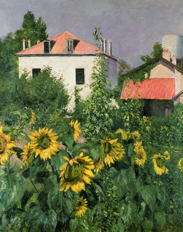 Sunflowers in the Garden at Petit Gennevilliers van Gustave Caillebotte