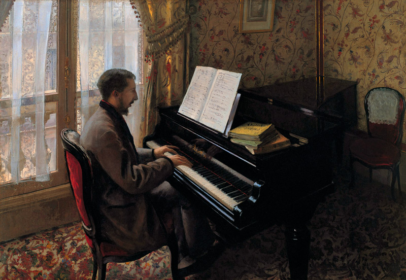 Young Man Playing the Piano van Gustave Caillebotte
