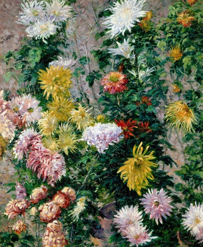 White and Yellow Chrysanthemums van Gustave Caillebotte