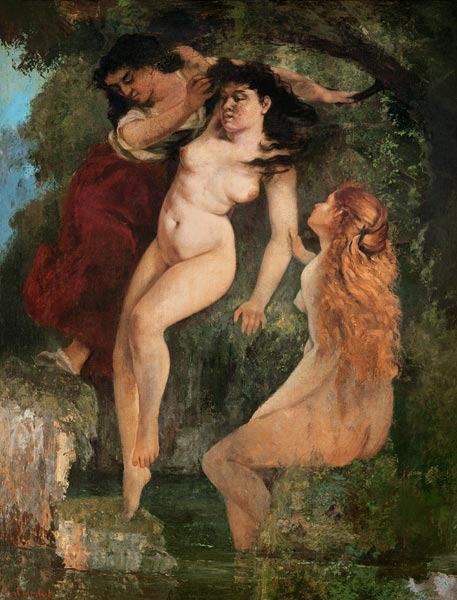 Die drei Badenden van Gustave Courbet