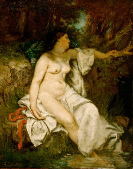 Bather Sleeping by a Brook van Gustave Courbet