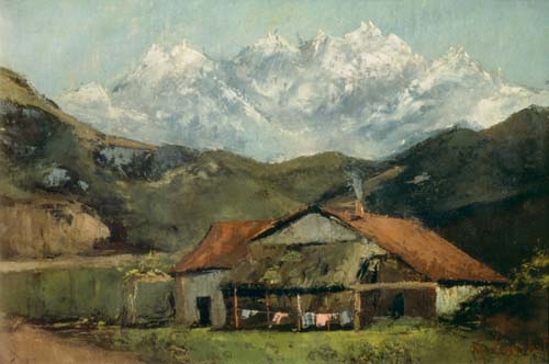 Bauernhütte in den Bergen van Gustave Courbet
