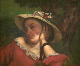 Woman with Flowers on Her Hat