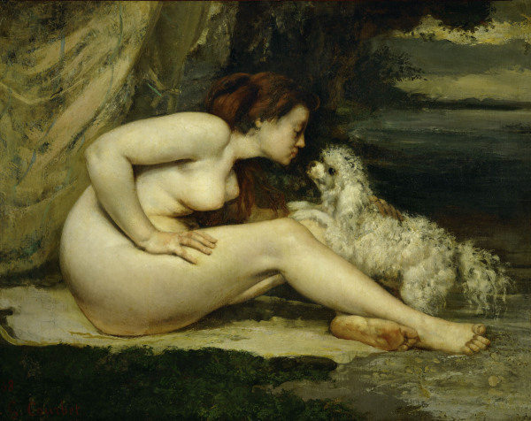 Nude with Dog van Gustave Courbet