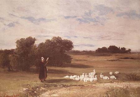 Girl with Geese van Gustave Courbet