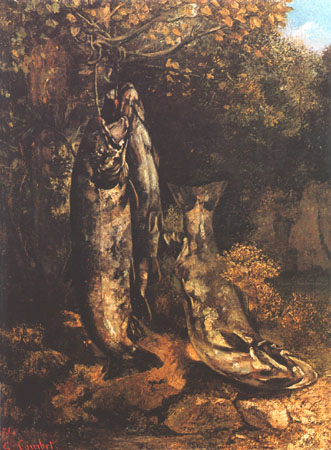 Les trois truites de la loue van Gustave Courbet