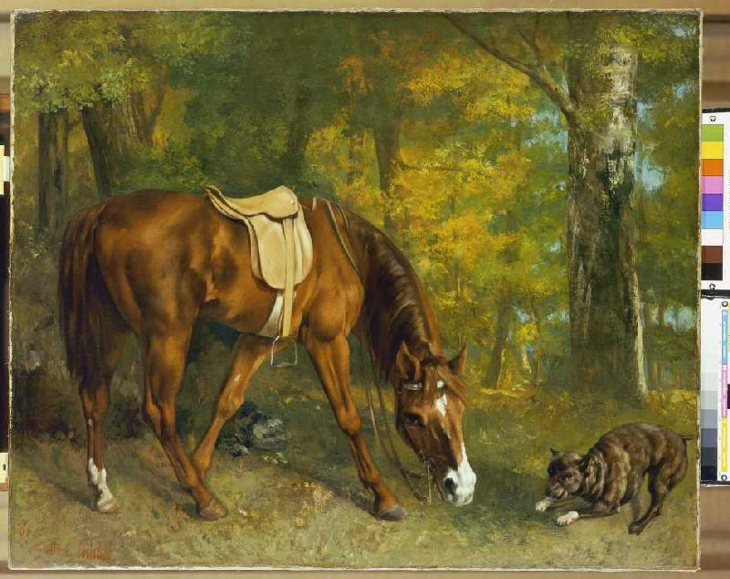 Pferd im Walde van Gustave Courbet