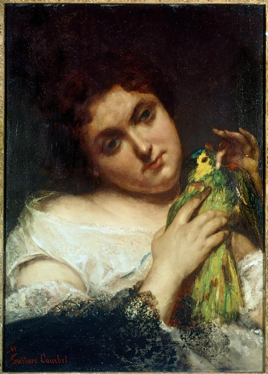 Portrait de femme portant un perroquet (La femme au perroqu van Gustave Courbet