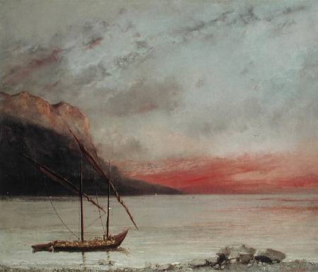 Sunset over Lake Leman van Gustave Courbet