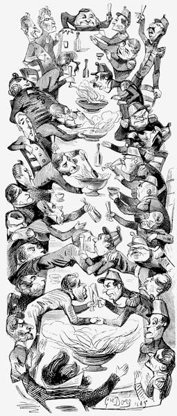A international punch. Drawing for magazine "Le journal pour rire" van Gustave Doré