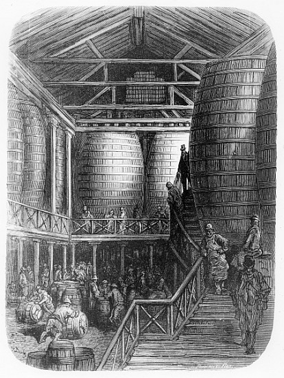 Large barrels in a brewery, from ''London, a Pilgrimage'', written by William Blanchard Jerrold (182 van Gustave Doré