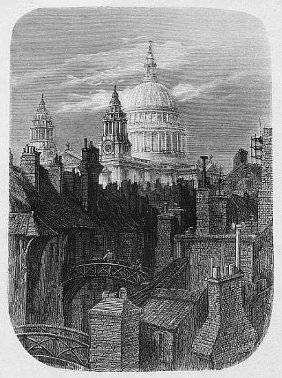 St. Paul''s Cathedral and the slums, from ''London, A Pilgrimage'' van Gustave Doré