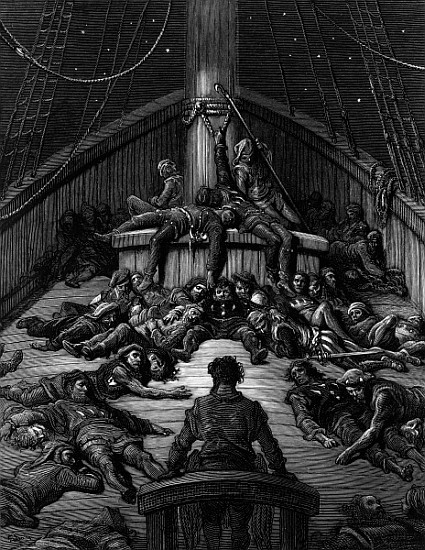 The Mariner gazes on his dead companions and laments the curse of his survival while all his fellow  van Gustave Doré