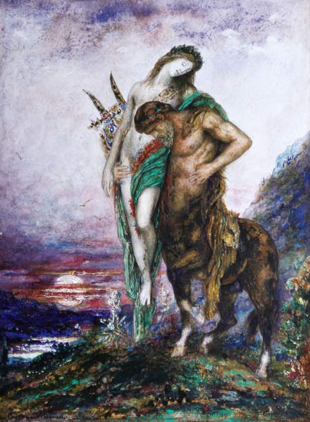 Von einem Zentaur getragener toter Dichter van Gustave Moreau