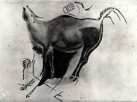 Copy of a rock painting at the Altamira Caves depicting a stag belling (pen & ink on paper)