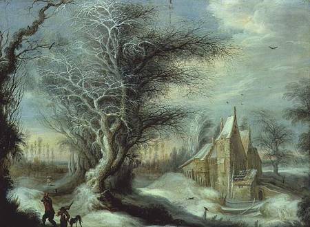 Winter Landscape with a Woodcutter van Gysbrecht Lytens or Leytens