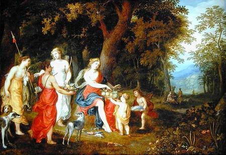 Diana and Her Maidens, after the hunt van H. van Govaerts