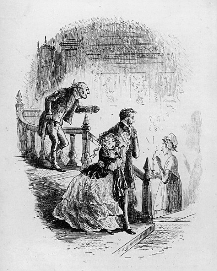 Flora''s tour of inspection, illustration from ''Little Dorrit'' Charles Dickens van Hablot Knight (Phiz) Browne