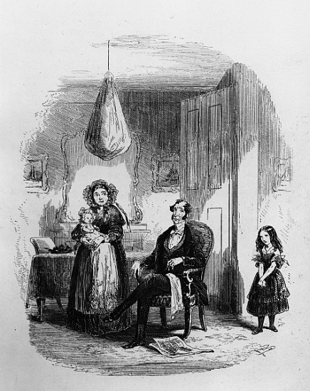 The Dombey Family, illustration from ''Dombey and Son'' Charles Dickens (1812-70) first published by van Hablot Knight (Phiz) Browne
