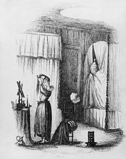 The Middle-Aged Lady in the Double-Bedded Room, illustration from ''The Pickwick Papers'' Charles Di van Hablot Knight (Phiz) Browne