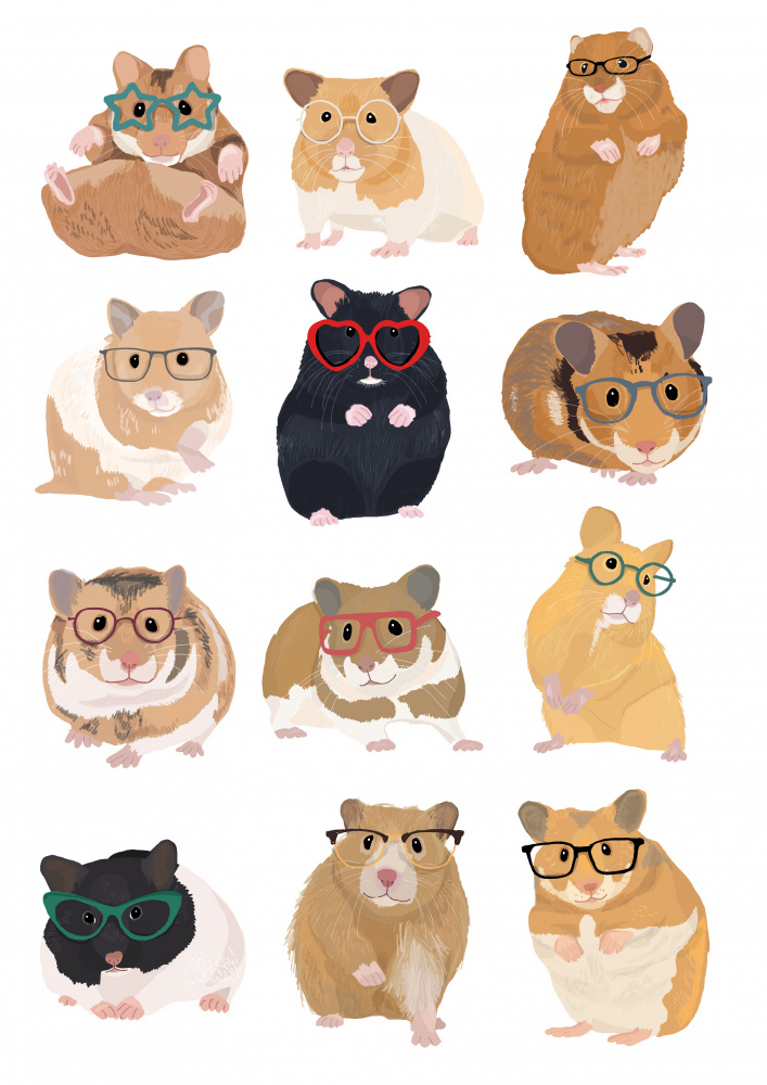 A1 Hamsters In Glasses van Hanna Melin